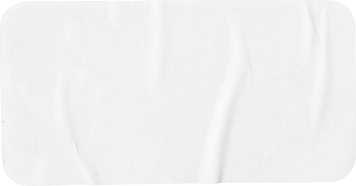Blank white sticker rectangle shape Crumpled paper